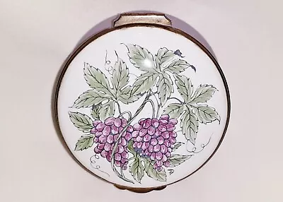 $30 • Buy Crummles English Enamels Trinket Box ~ Grapes On Vine / Pastoral Scene Under Lid