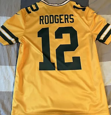 Green Bay Packers Aaron Rodgers #12 Nike Gold Football Jersey Size Medium • $25