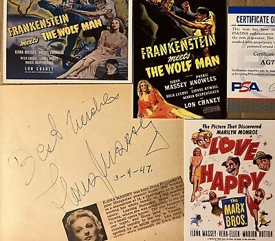 Ilona Massey Autograph Signed Frankenstein Meets The Wolfman Marx Bros. Psa/dna • $129.99