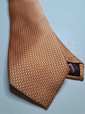 7 CAMICIE 100% Silk Tie Orange Shiny Geometric • $17.99