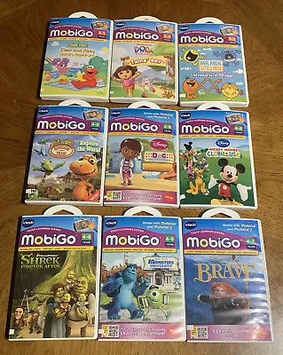 Vtech MobiGo V Reader Games Lot Of 9 Sesame Street Shrek Nickelodeon Dora • $79.98