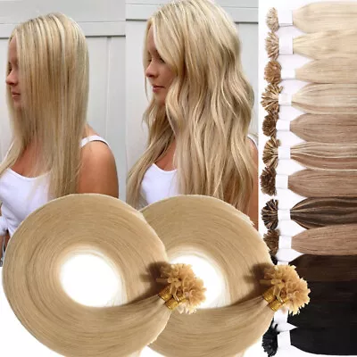 Brazilian Thick 8A Nail U Tip Remy Human Hair Extensions Pre Bonded Keratin 0.5G • $239.42