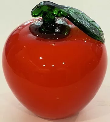 Vintage Murano Style Hand Blown Art Glass Red Apple 4.25  • $14.99