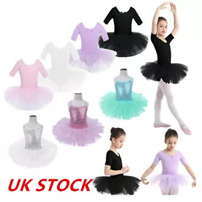 £3.95 • Buy UK Kid Girl Short Sleeve Tulle Ballet Dance Dress Gym Leotard Tutu Skirt Costume