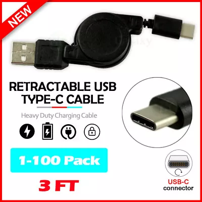 Lot 1-100 USB Type-C Retract Cable For Motorola Moto G Fast/Power/Stylus/5G Plus • $3.29