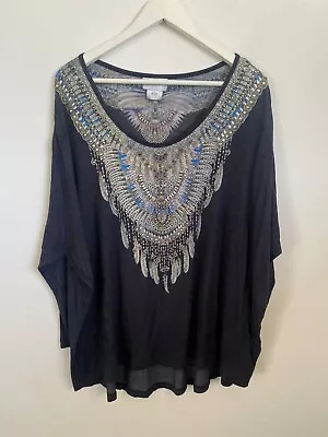 Camilla Black Embellished Top Size One Size • $40