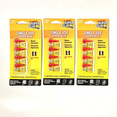 Original Super Glue - Single Use 4 MINI Tubes W/ Precision Applicators Lot Of 3 • $13.59