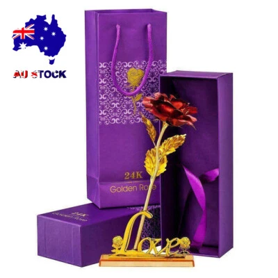 $15.29 • Buy 24K Gold Foil Plated Rose Romantic Valentine's Day Gift Flower With Box New OZ