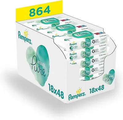 Pampers Aqua Pure Baby Wipes 18 Packs = 864 Baby Wipes • £39.99