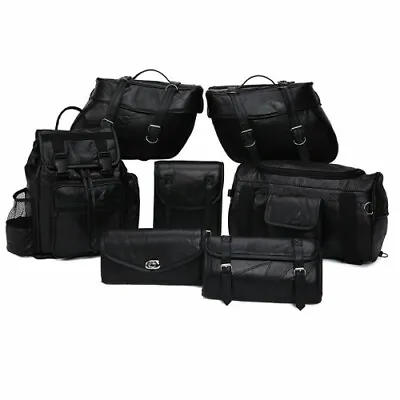 Genuine Leather 9-Piece Motorcycle Saddlebag Luggage Set • $99.95