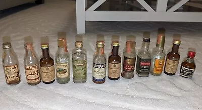 Lot Of 12 Vintage Mini Airplane Bottles Liquor Whisky Tax Stamps EMPTY • $24.95