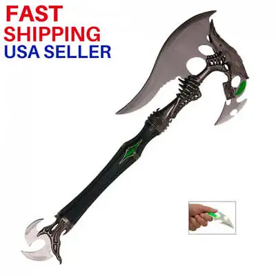 21  Alien Warrior Fantasy Battle Axe Decorative Medieval Dagger + Plaque • $51.95