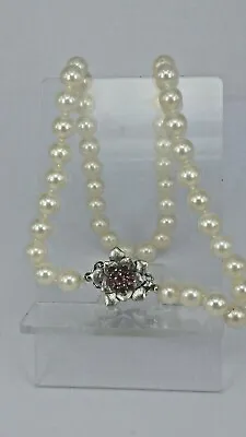 Akoya Cultured Pearls With Ruby & 14K Gold Clasp In Mikimoto Box  • $1226.98