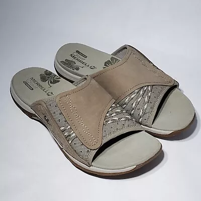 Merrell Lilyfern Womens Aluminum Light Brown Sport Slides Sandals J89096 Size 7 • $48.95