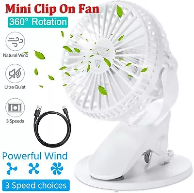 Mini Portable Desk Fan Travel USB Rechargeable Mini Fan Clip On Pram Car Cooling • $23.99