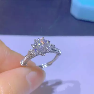 £118.85 • Buy 1.74 TCW Round Cut Brilliant Moissanite Engagement Ring In 14K White Gold Plated