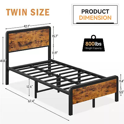 Bed Frame Twin/Full/Queen Size With Wooden Headboard Metal Platform NEW • $119