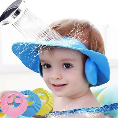 Adjustable Waterproof Bath Visor Wash Hair Shield Baby Shower Caps Shampoo Hat • £2.74