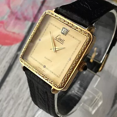 Limit International Swiss Made Watch Vintage 1980s Square Gold Plated Case 27mm • $172.83