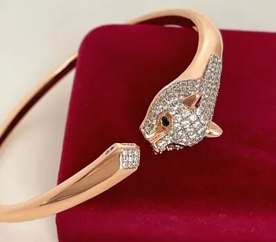 Luxury Panther Leopard Bracelet Bracelet Zirconia Crystal 750 Gold 18K Gold Plated • $39.43