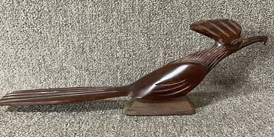 Vintage Mid Century Wooden Hand Carved Roadrunner Bird Figurine • $20