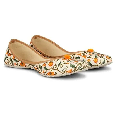 Women Jutti Indian Bridal Khussa Ethnic Mojari Flat Party Bellies US 6-11 DF • $30.12