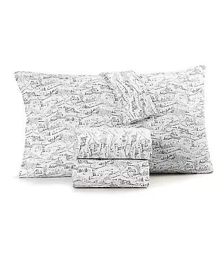 Martha Stewart 100% Cotton Flannel 4 Piece Sheet Set Scenic Toile Grey King • $85