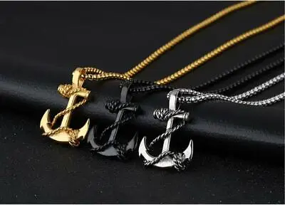 Mens Stainless Steel Nautical Surfing Beach Anchor Pendant Necklace Men • $7.99