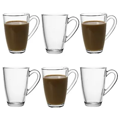 2 4 6 Large 325ml Coffee Tea Glass Cups Hot Drink Mugs With Handle Hot Chocolate • £10.49