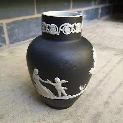 Rare Victorian Adams Tunstall Black Jasperware Vase C.1900 • £54.99