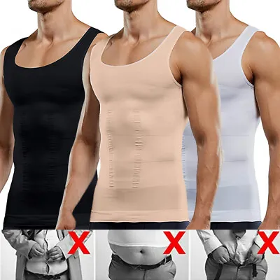 Men Body Slimming Tummy Shaper Belly Underwear Shapewear Waist Girdle T-Shirt UK • £11.79