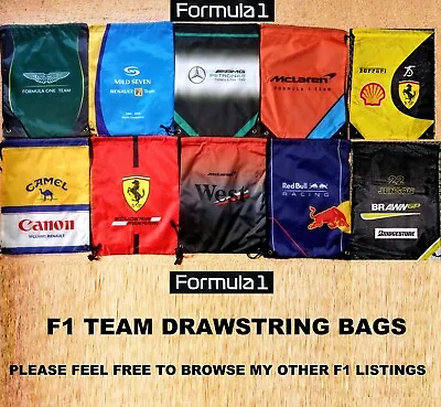 F1 Team Red Bull Ferrari McLaren Mercedes Aston Martin Drawstring Bag P.E Gym • £6.99