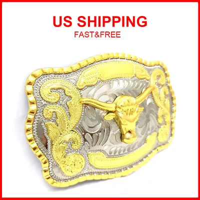 Belt Buckle Bull 5.5  X 4  For 1.5  Belt Men Big Cowboy Western Animal Rodeo US • $12.95