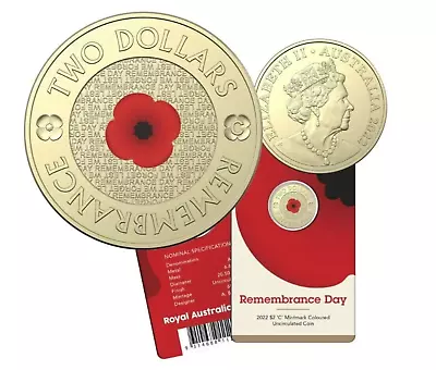 2022 Red Poppy Remembrance Day $2 Coin - 'C' Mintmark UNC • $199