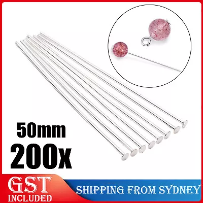 200pcs Bright Silver Tone Straight Head Pins 50mm Long Jewellery Making Earring • $5.99