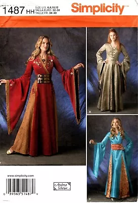 Simplicity 1487 Costumes Misses Medieval Gown Sewing Pattern Uncut 6 8 10 12 • $9.24