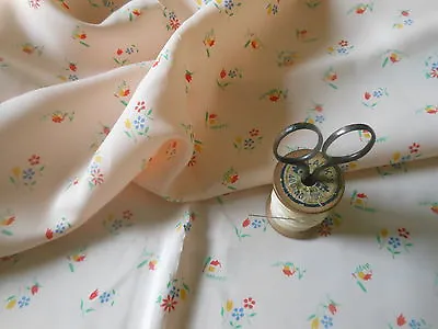 Vintage French Sweet Petite Floral Cottage Satin Fabric ~dolls Clothing Projects • $38