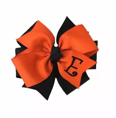 Orange And Black Monogram Hair Bow • $7