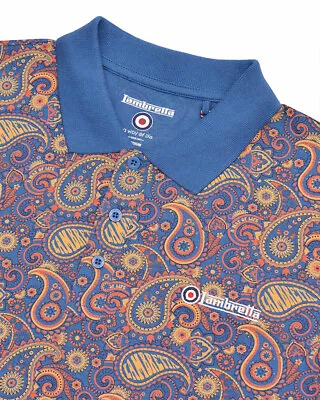 Mens Lambretta Classic Paisley Retro Mod Ska Casual Polo Shirt Sizes M To 4XL • £21.99