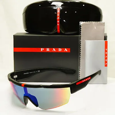 Prada Black Shield Sunglasses Chameleon Rossa Wrap Visor Sailing SPS 03X DG0-08F • £159