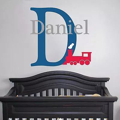 Train Monogram - Wall Vinyl Decal Nursery Boysroom Initial Name Custom Train Art • $18