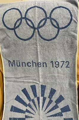 1972 Summer Olympics Hand Towel Munich / Munchen 18” X 35” Blue • $20