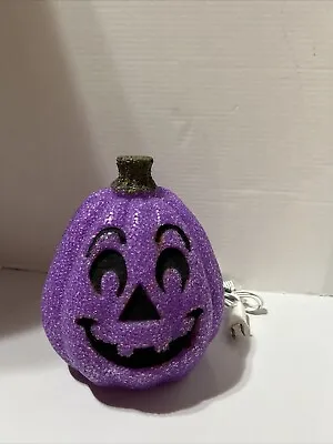 SALE Vintage 9.5” Purple Plastic Melted Bead Jack O Lantern /Pumpkin Halloween • $15
