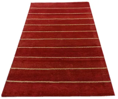 Gabbeh Carpet Hand Knotted 100% Wool Red Beige Oriental Rug 122x182 CM M99 • £141.32