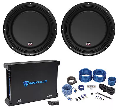 (2) MTX 3510-04S 10  1200 Watt Shallow Slim Subwoofers Subs+Amplifier+Amp Kit • $324.85