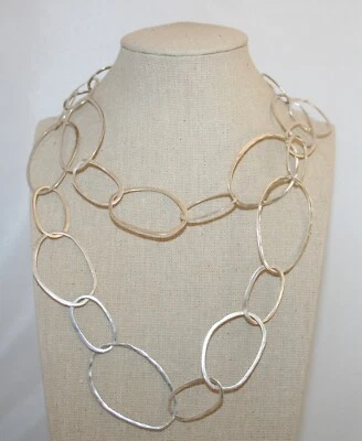 $75 • Buy Silpada Sterling Silver Large Hammered Links Bubble Up 38  Necklace N2148