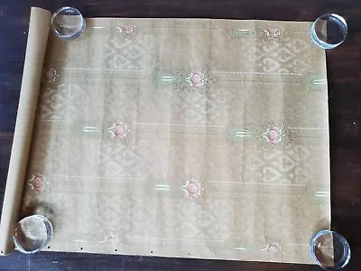 £29.45 • Buy Vtg 1950s Partial Wallpaper Roll York Card & Paper Co Fleur-de-Lis Lattice Tulip