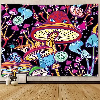 Mushroom Wall Tapestry Psychedelic Hippie Wall Décor Vivid Colors 60” X 80” • $22