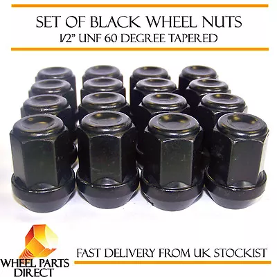 16 * 1/2  UNF Half Inch Black Alloy Steel Wheel Lug Nuts 60 Degree Tapered Bolts • $23.63