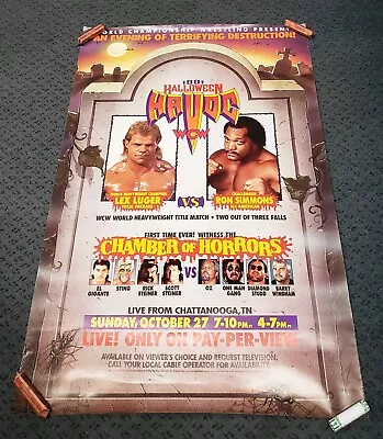 RARE WCW HALLOWEEN HAVOC 1991 ORIGINAL POSTER PPV PROMO WRESTLING  24x36 - READ! • $259.98